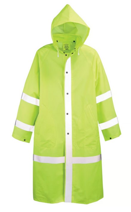 Neese Lime Green 48" PVC Vinyl Raincoat with Reflective Striping