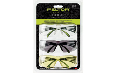 3M/Peltor, SecureFit 400, Anti-fog Glasses, Lightweight, Amber/Clear/Gray, Safety Eyewear 3-Pack PELSF400-P3PK-6